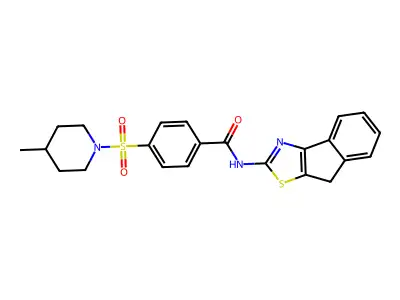 N-(8H-indeno[1,2-d]thiazol-2-yl)-4-((4-methylpiperidin-1-yl)sulfonyl)benzamide structure