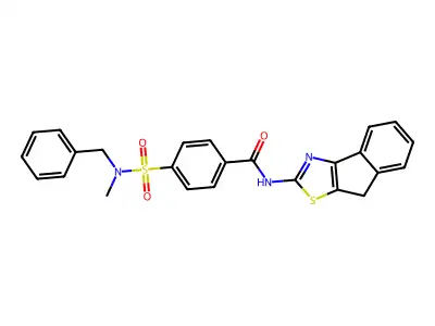 4-(N-benzyl-N-methylsulfamoyl)-N-(8H-indeno[1,2-d]thiazol-2-yl)benzamide structure