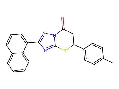 2-(naphthalen-1-yl)-5-(p-tolyl)-5H-[1,2,4]triazolo[5,1-b][1,3]thiazin-7(6H)-one structure