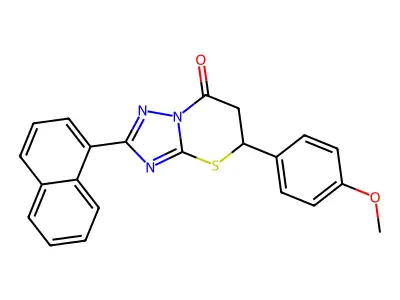 5-(4-methoxyphenyl)-2-(naphthalen-1-yl)-5H-[1,2,4]triazolo[5,1-b][1,3]thiazin-7(6H)-one structure