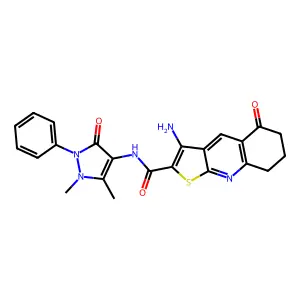 3-amino-N-(1,5-dimethyl-3-oxo-2-phenyl-2,3-dihydro-1H-pyrazol-4-yl)-5-oxo-5,6,7,8-tetrahydrothieno[2,3-b]quinoline-2-carboxamide structure
