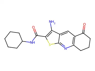 3-amino-N-cyclohexyl-5-oxo-5,6,7,8-tetrahydrothieno[2,3-b]quinoline-2-carboxamide structure