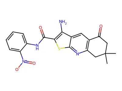 3-amino-N-(3-chloro-4-methylphenyl)-5-oxo-5,6,7,8-tetrahydrothieno[2,3-b]quinoline-2-carboxamide structure