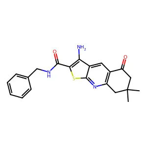3-amino-N-benzyl-7,7-dimethyl-5-oxo-5,6,7,8-tetrahydrothieno[2,3-b]quinoline-2-carboxamide structure