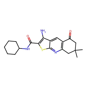 3-amino-N-cyclohexyl-7,7-dimethyl-5-oxo-5,6,7,8-tetrahydrothieno[2,3-b]quinoline-2-carboxamide structure