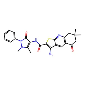 3-amino-N-(1,5-dimethyl-3-oxo-2-phenyl-2,3-dihydro-1H-pyrazol-4-yl)-7,7-dimethyl-5-oxo-5,6,7,8-tetrahydrothieno[2,3-b]quinoline-2-carboxamide structure