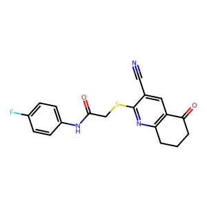 2-[(3-cyano-5-oxo-5,6,7,8-tetrahydroquinolin-2-yl)sulfanyl]-N-(4-fluorophenyl)acetamide structure