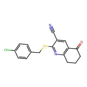 2-[(4-Chlorophenyl)methylthio]-5-oxo-6,7,8-trihydroquinoline-3-carbonitrile structure