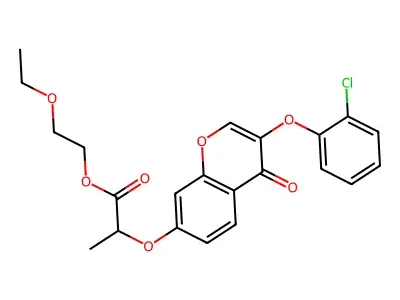 2-ethoxyethyl 2-{[3-(2-chlorophenoxy)-4-oxo-4H-chromen-7-yl]oxy}propanoate structure