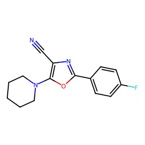 2-(4-Fluorophenyl)-5-(piperidin-1-yl)-1,3-oxazole-4-carbonitrile structure