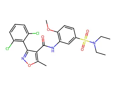 3-(2,6-dichlorophenyl)-N-[5-(diethylsulfamoyl)-2-methoxyphenyl]-5-methyl-1,2-oxazole-4-carboxamide structure