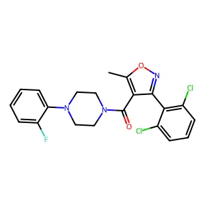 [3-(2,6-dichlorophenyl)-5-methyl-1,2-oxazol-4-yl]-[4-(2-fluorophenyl)piperazin-1-yl]methanone structure