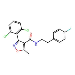 3-(2,6-dichlorophenyl)-N-[2-(4-fluorophenyl)ethyl]-5-methyl-1,2-oxazole-4-carboxamide structure