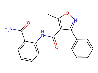 N-(2-carbamoylphenyl)-5-methyl-3-phenyl-1,2-oxazole-4-carboxamide structure