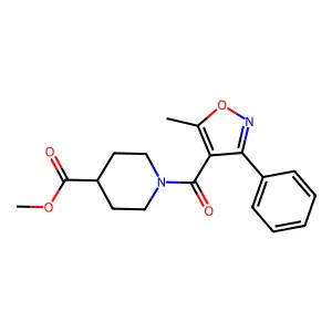 Methyl 1-(5-methyl-3-phenyl-1,2-oxazole-4-carbonyl)piperidine-4-carboxylate structure