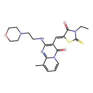 3-[(Z)-(3-ETHYL-4-OXO-2-THIOXO-1,3-THIAZOLIDIN-5-YLIDENE)METHYL]-9-METHYL-2-{[2-(4-MORPHOLINYL)ETHYL]AMINO}-4H-PYRIDO[1,2-A]PYRIMIDIN-4-ONE structure