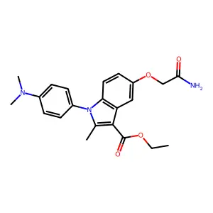 ethyl 5-(2-amino-2-oxoethoxy)-1-(4-(dimethylamino)phenyl)-2-methyl-1H-indole-3-carboxylate structure