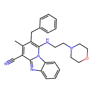 2-benzyl-3-methyl-1-(2-morpholin-4-ylethylamino)pyrido[1,2-a]benzimidazole-4-carbonitrile structure