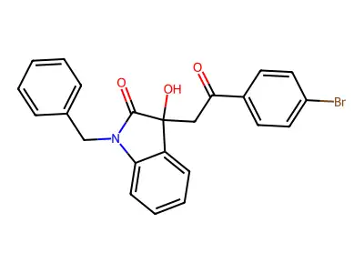 1-Benzyl-3-[2-(4-bromophenyl)-2-oxoethyl]-3-hydroxyindol-2-one structure
