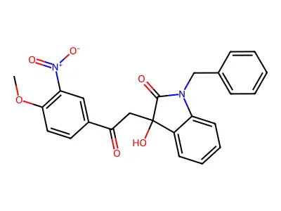 1-benzyl-3-hydroxy-3-[2-(4-methoxy-3-nitrophenyl)-2-oxoethyl]-1,3-dihydro-2H-indol-2-one structure