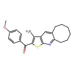 (3-amino-5,6,7,8,9,10-hexahydrocycloocta[b]thieno[3,2-e]pyridin-2-yl)(4-methoxyphenyl)methanone structure