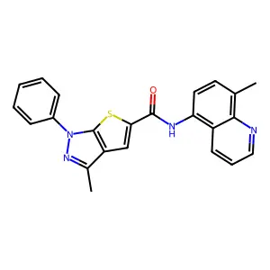 3-methyl-N-(8-methylquinolin-5-yl)-1-phenyl-1H-thieno[2,3-c]pyrazole-5-carboxamide structure