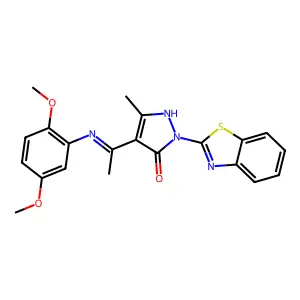 (4Z)-2-(1,3-benzothiazol-2-yl)-4-{1-[(2,5-dimethoxyphenyl)amino]ethylidene}-5-methyl-2,4-dihydro-3H-pyrazol-3-one structure