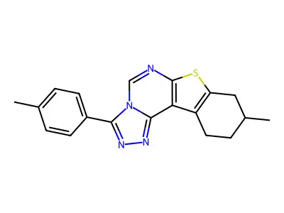 9-methyl-3-(4-methylphenyl)-8,9,10,11-tetrahydro[1]benzothieno[3,2-e][1,2,4]triazolo[4,3-c]pyrimidine structure