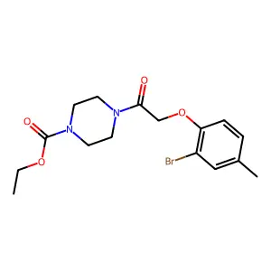 Ethyl 4-[(2-bromo-4-methylphenoxy)acetyl]-1-piperazinecarboxylate structure
