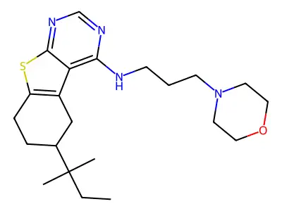 6-(2-methylbutan-2-yl)-N-[3-(morpholin-4-yl)propyl]-5,6,7,8-tetrahydro[1]benzothieno[2,3-d]pyrimidin-4-amine structure