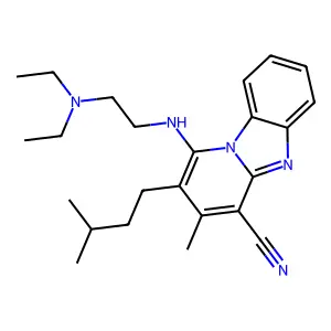 1-((2-(diethylamino)ethyl)amino)-2-isopentyl-3-methylbenzo[4,5]imidazo[1,2-a]pyridine-4-carbonitrile structure