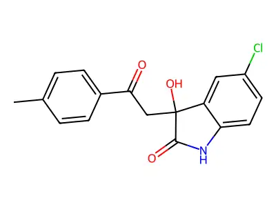 5-chloro-3-hydroxy-3-[2-(4-methylphenyl)-2-oxoethyl]-1,3-dihydro-2H-indol-2-one structure