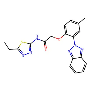 2-[2-(benzotriazol-2-yl)-4-methylphenoxy]-N-(5-ethyl-1,3,4-thiadiazol-2-yl)acetamide structure
