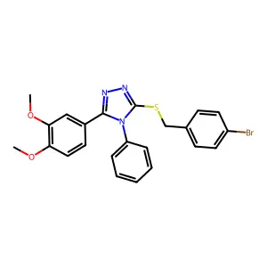 3-[(4-bromophenyl)methylsulfanyl]-5-(3,4-dimethoxyphenyl)-4-phenyl-1,2,4-triazole structure
