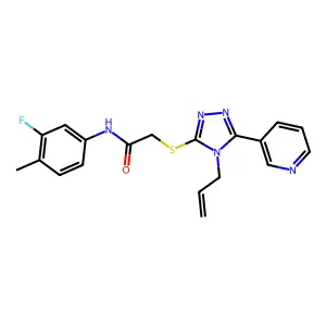 N-(3-fluoro-4-methylphenyl)-2-{[4-(prop-2-en-1-yl)-5-(pyridin-3-yl)-4H-1,2,4-triazol-3-yl]sulfanyl}acetamide structure