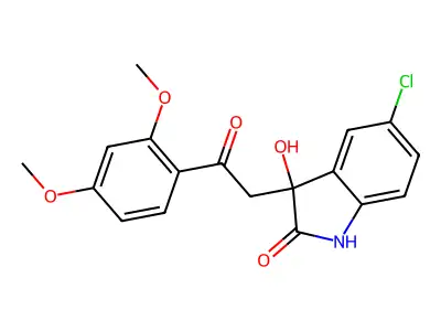 5-chloro-3-[2-(2,4-dimethoxyphenyl)-2-oxoethyl]-3-hydroxy-1H-indol-2-one structure