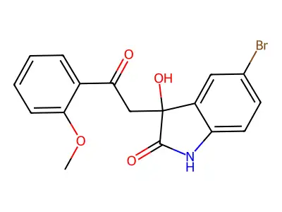 5-Bromo-3-hydroxy-3-[2-(2-methoxy-phenyl)-2-oxo-ethyl]-1,3-dihydro-indol-2-one structure