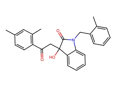 3-[2-(2,4-dimethylphenyl)-2-oxoethyl]-3-hydroxy-1-(2-methylbenzyl)-1,3-dihydro-2H-indol-2-one structure