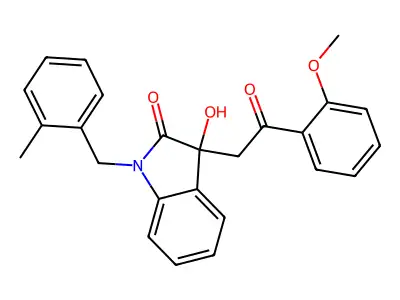 3-hydroxy-3-[2-(2-methoxyphenyl)-2-oxoethyl]-1-(2-methylbenzyl)-1,3-dihydro-2H-indol-2-one structure