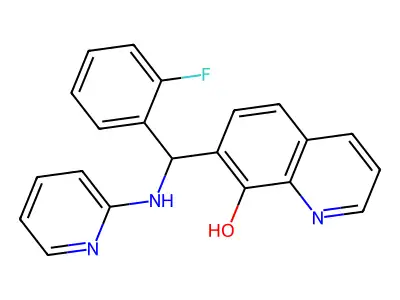 7-((2-Fluorophenyl)(pyridin-2-ylamino)methyl)quinolin-8-ol structure