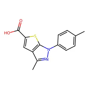 3-Methyl-1-(4-methylphenyl)thieno[2,3-c]pyrazole-5-carboxylic acid structure