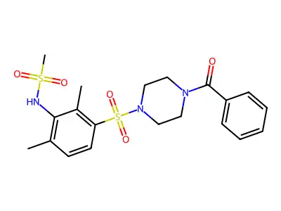 N-[3-(4-benzoylpiperazin-1-yl)sulfonyl-2,6-dimethylphenyl]methanesulfonamide structure