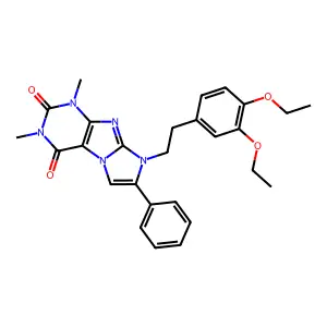 8-[2-(3,4-diethoxyphenyl)ethyl]-1,3-dimethyl-7-phenyl-1H-imidazo[2,1-f]purine-2,4(3H,8H)-dione structure