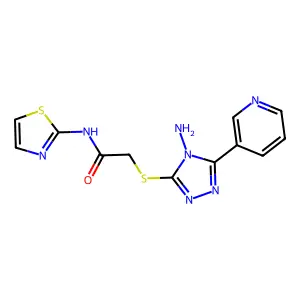 2-{[4-amino-5-(pyridin-3-yl)-4H-1,2,4-triazol-3-yl]sulfanyl}-N-(1,3-thiazol-2-yl)acetamide structure