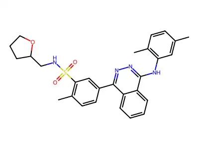 5-{4-[(2,5-dimethylphenyl)amino]phthalazin-1-yl}-2-methyl-N-(tetrahydrofuran-2-ylmethyl)benzenesulfonamide structure
