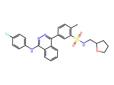 5-{4-[(4-fluorophenyl)amino]phthalazin-1-yl}-2-methyl-N-(tetrahydrofuran-2-ylmethyl)benzenesulfonamide structure