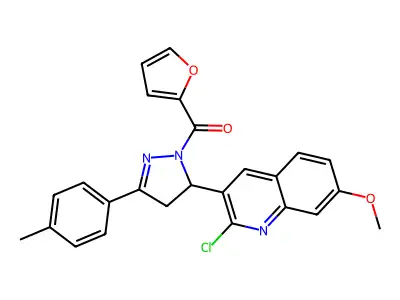(5-(2-chloro-7-methoxyquinolin-3-yl)-3-(p-tolyl)-4,5-dihydro-1H-pyrazol-1-yl)(furan-2-yl)methanone structure