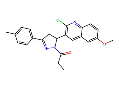 1-(5-(2-chloro-6-methoxyquinolin-3-yl)-3-(p-tolyl)-4,5-dihydro-1H-pyrazol-1-yl)propan-1-one structure