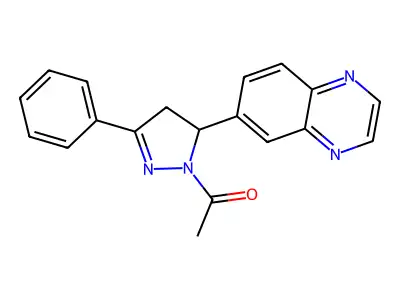 1-(3-phenyl-5-(quinoxalin-6-yl)-4,5-dihydro-1H-pyrazol-1-yl)ethanone structure