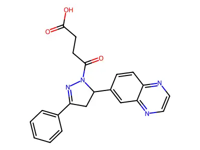 4-Oxo-4-(5-phenyl-3-quinoxalin-6-yl-3,4-dihydropyrazol-2-yl)butanoic acid structure